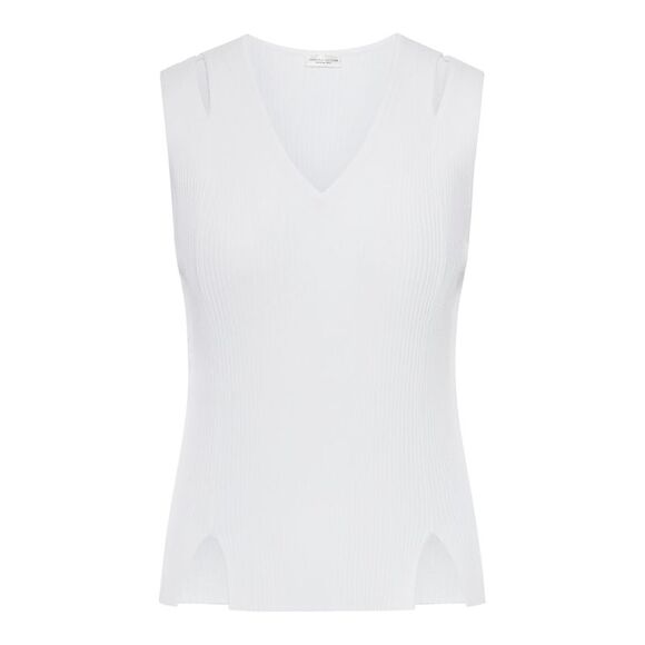 Roberto Collina Women Sleeveless Top In Vertical Ribbed Knit